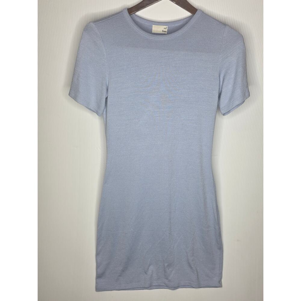 Wilfred Free Aritzia Crewneck Mini Dress - Size M -  Blue Minimalist Bodycon